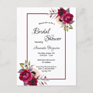 Flores de Borgoña Boho invitación a la ducha de no