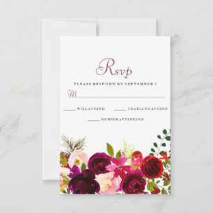 Flores de Borgoña Floral Elegante Boda RSVP