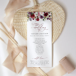 Flores de Borgoña, flores rosas, programa de bodas