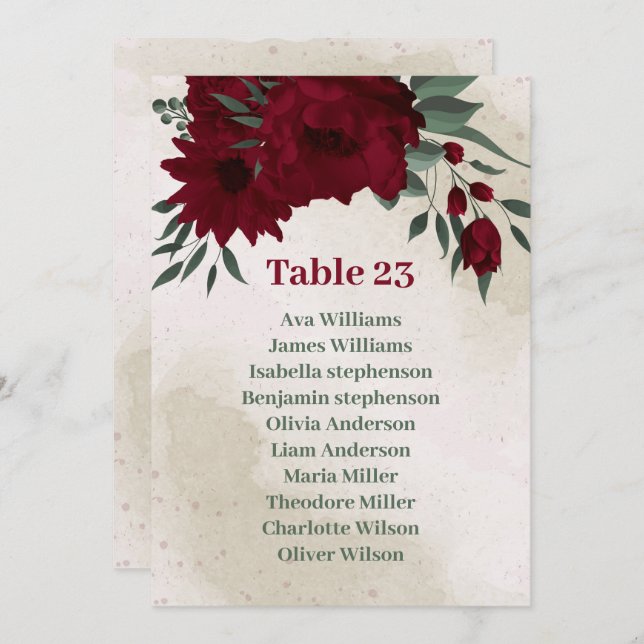 Flores de Borgoña tarjeta de gráfica verde (Anverso / Reverso)