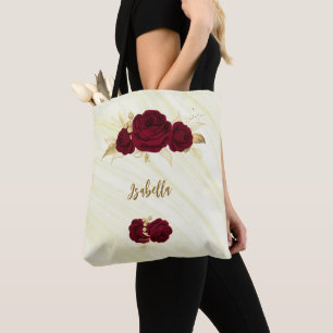 flores de burdeos oro hojas de mármol bolsa de toc
