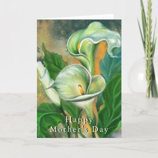 Flores de Calla Lily, tarjeta del Día de la Madre  (Anverso)