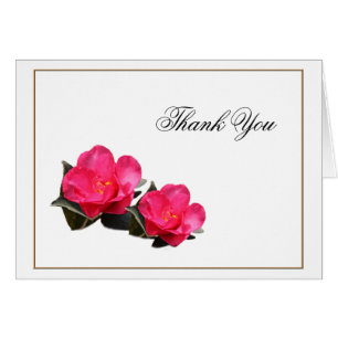 flores de camelia rosa, carta de agradecimiento.