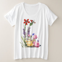 FLORES DE Camisetas DE ALGODÓN MÁS TAMAÑO