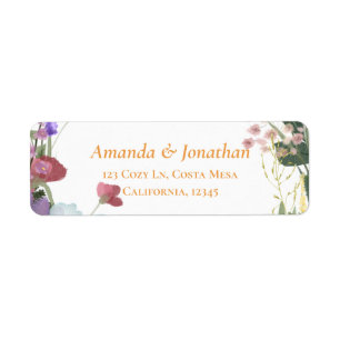 Flores de campo Boda floral Etiquetas de dirección