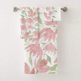 Flores de campo encaje blanco rosado texturizado