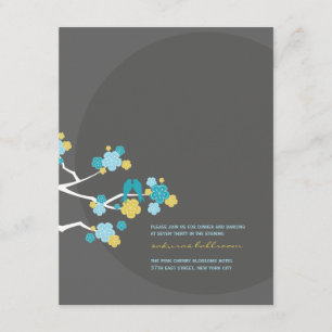 Flores de cerezo Amor Aves Tarjeta de Recepción de