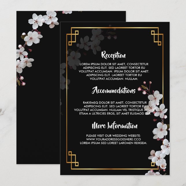 Flores de cerezo blanco y programas de boda de Fra (Anverso / Reverso)