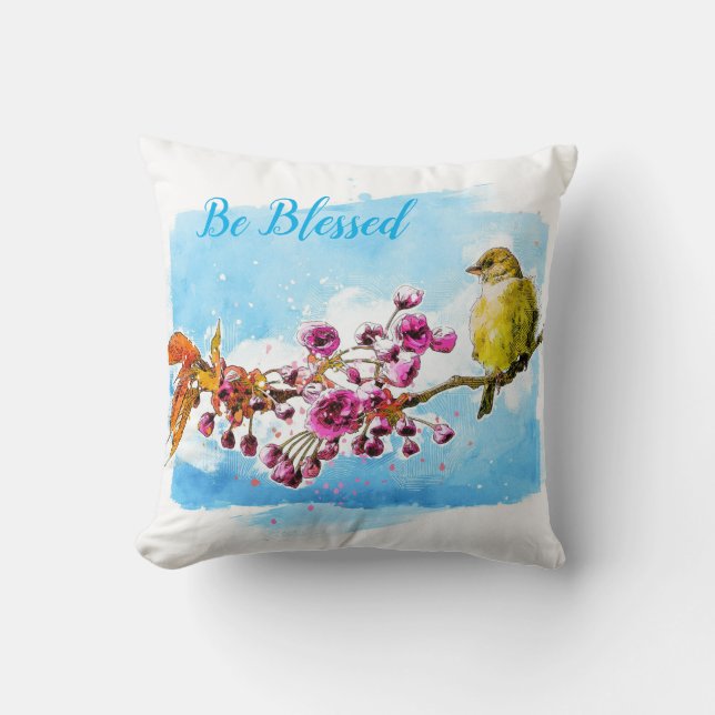 Flores de cerezo de primavera y almohada de pinzón (Anverso)