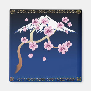 Flores de cerezo e imán del Mt Fuji