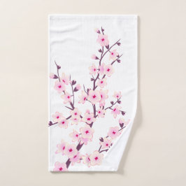 Flores de cerezo en flor en blanco rosado