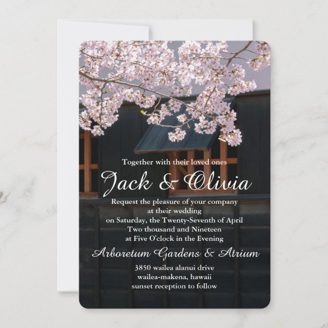 Flores de cerezo Invitación a la boda (Anverso)