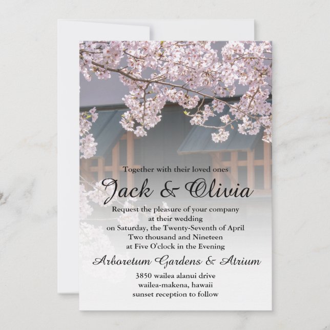Flores de cerezo Invitación a la boda (Anverso)