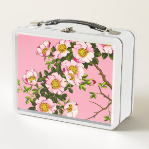 Flores de cerezo japonesas, rosa y oro del vintage