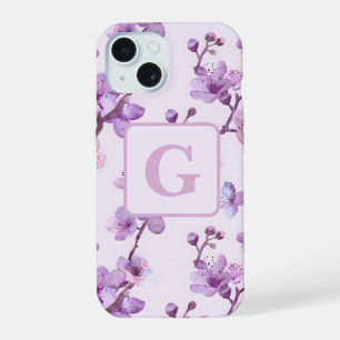 flores de cerezo moradas monograma personalizado