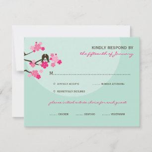 Flores de cerezo rosa Amo Aves Boda Tarjeta RSVP