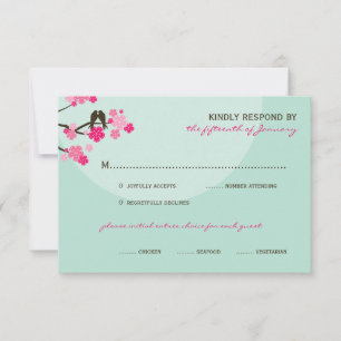 Flores de cerezo rosa Amo Aves Boda Tarjeta RSVP