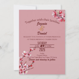 Flores de Cerezo Rosa Pastel Invitación
