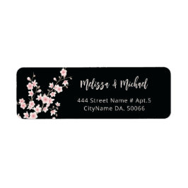 Flores de Cerezo Rosadas Negras | Etiqueta de Boda