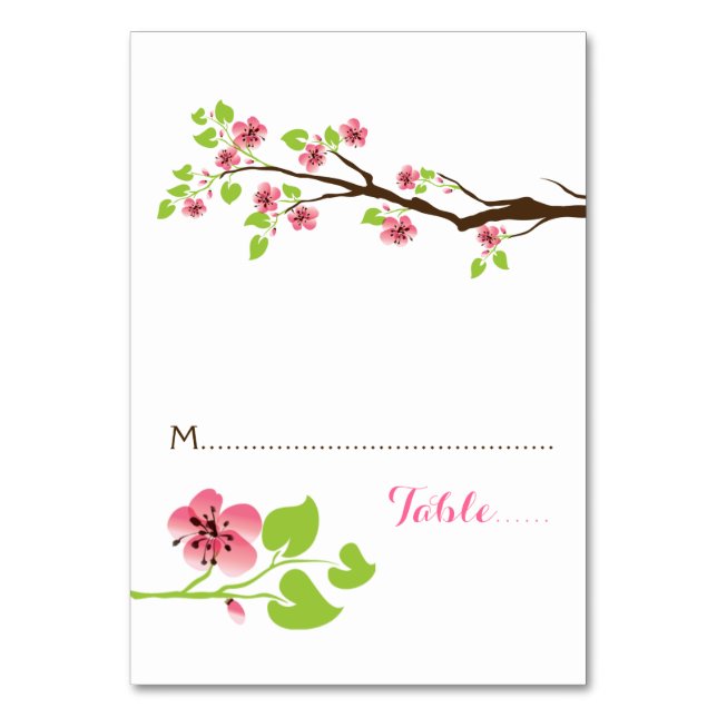 Flores de cerezo rosadas tarjeta de lugar de boda  (Anverso)