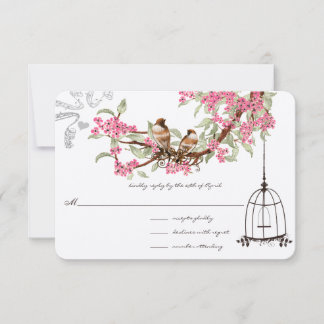 Flores de cerezo rosado Aves Verde azuladas RSVP