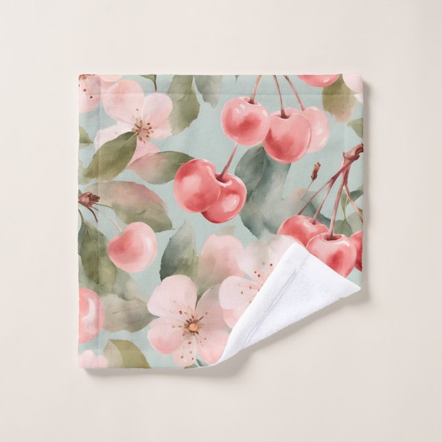 Flores de cerezo y cerezas Arte de primavera  (Toallita)