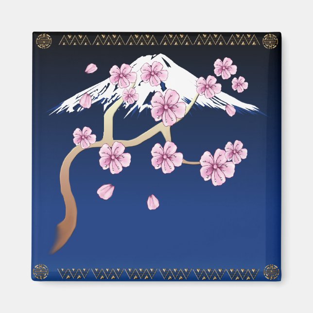 Flores de cerezo y el imán Mt Fuji (Frente)