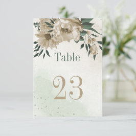 flores de champán verde número de mesa botánica