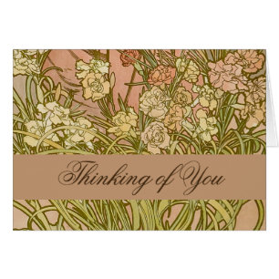 Flores de clavel floral Art Nouveau Alfonse Mucha