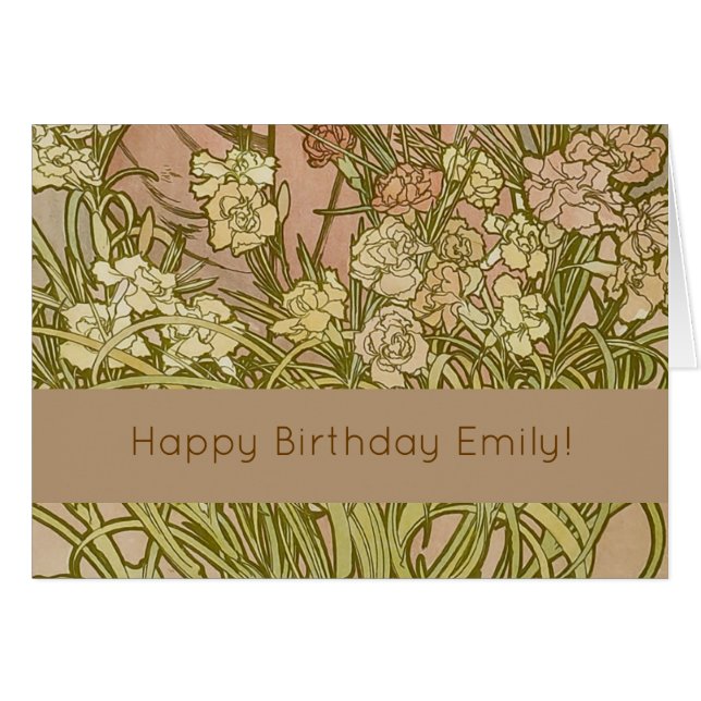 Flores de clavel floral Art Nouveau Alfonse Mucha (Anverso (Horizontal))