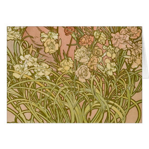 Flores de clavel floral Art Nouveau Alfonse Mucha
