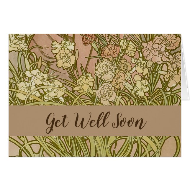 Flores de clavel floral Art Nouveau Alfonse Mucha (Anverso (Horizontal))