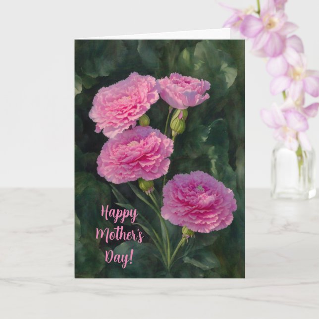 Flores de clavel rosadas: tarjeta del día de la ma (Orquídea)
