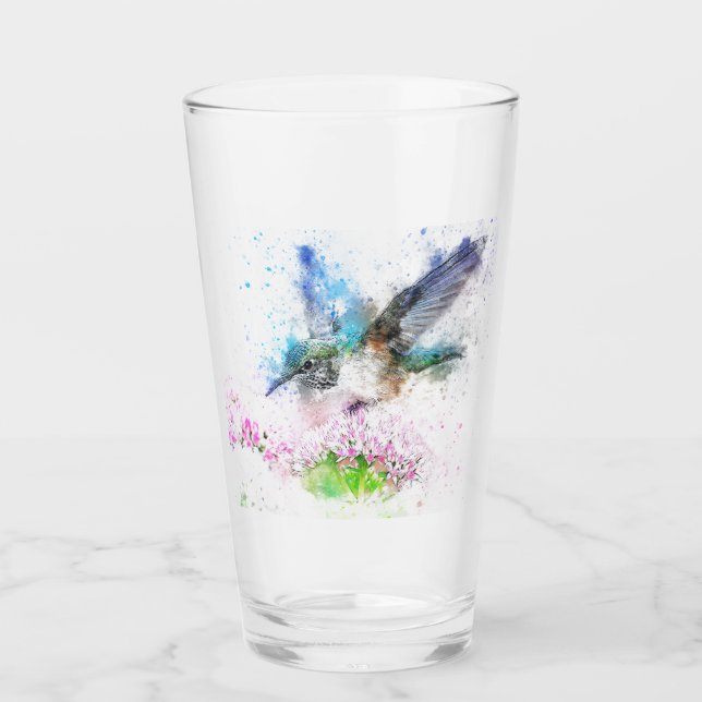 Flores de colibrí azules Ilustracion Tumbler Glas (Anverso)