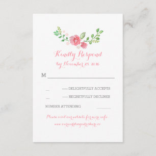 flores de color agua boda RSVP tarjetas