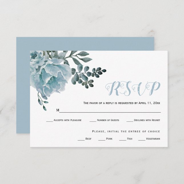 Flores de color azul turquesa caseta novia tarjeta (Anverso / Reverso)