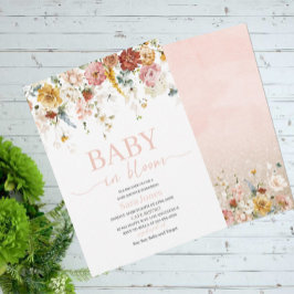 Flores de color de agua bebé en flor Invitación de