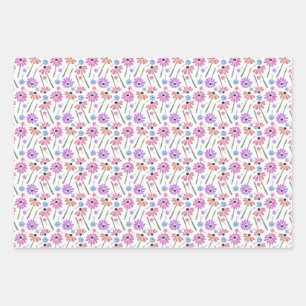 Flores de color de agua conjunto de papel de ajust