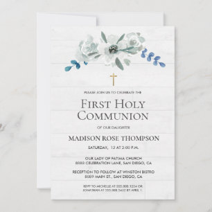 Flores de color de agua Cruz de oro 1ª Santa Comun