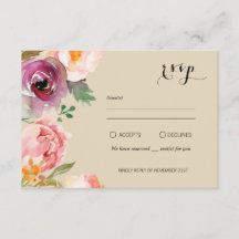 Flores de color de agua de boho rústico boda RSVP