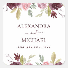 Flores de color de agua de Borgoña Sello de Boda f