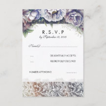 Flores de color de agua de encaje y vintage RSVP