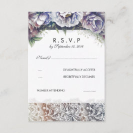 Flores de color de agua de encaje y vintage RSVP
