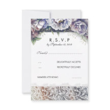 Flores de color de agua de encaje y vintage RSVP