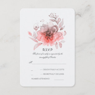 Flores de color de agua rosa Tarjeta RSVP de boda