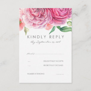 Flores de color de agua rosada Elegante Boda RSVP