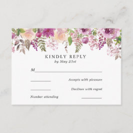 Flores de color de agua violeta Boda Tarjeta RSVP