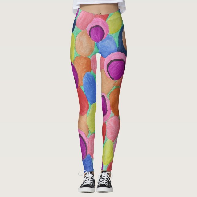 Flores de color dulce Leggings (Anverso)