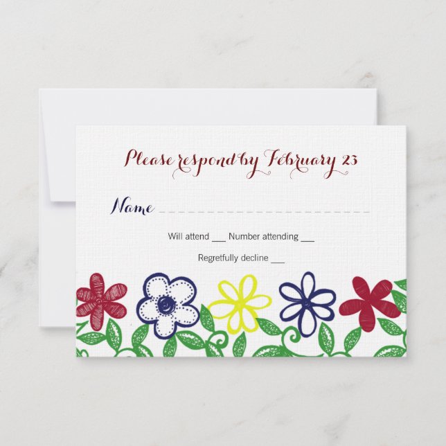 Flores de color primarias brillantes RSVP (Anverso)