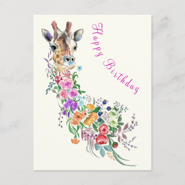 Flores de colores Bouquet Giraffe Tarjeta de cumpl (Anverso)